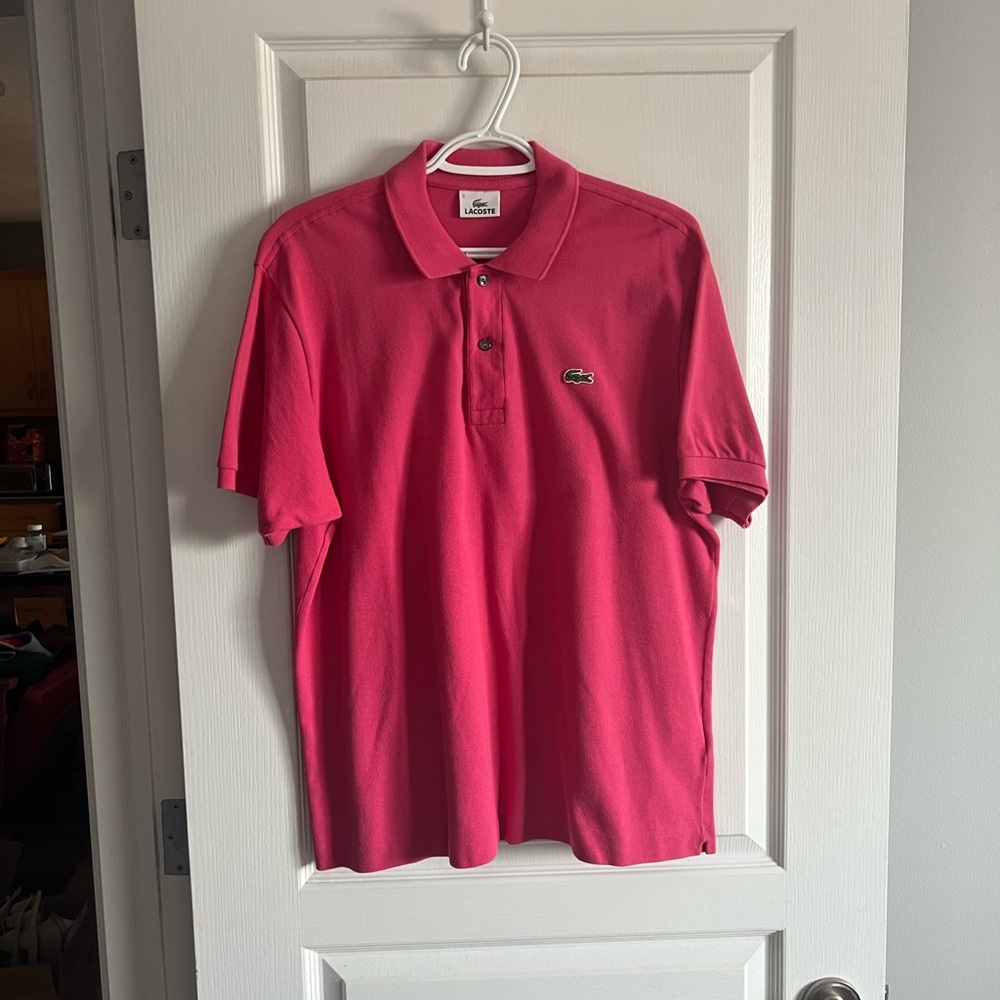 Lacoste Men's Pink Polo Shirt Vintage